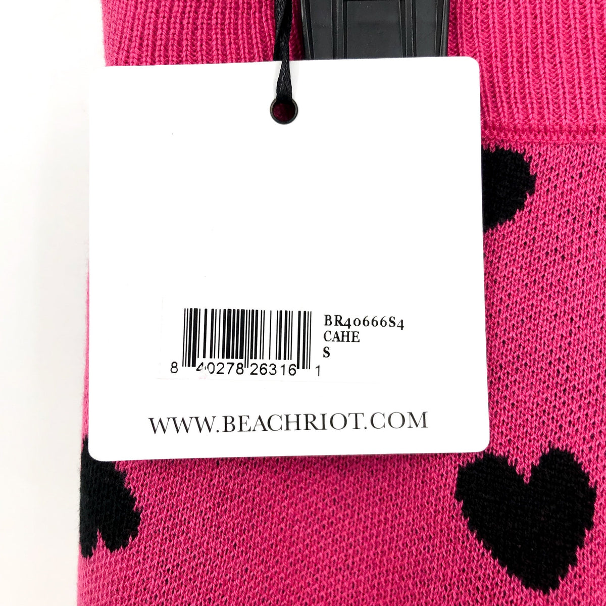 BEACH RIOT Women's Balboa Knit Shorts Small Pink Black Candy Heart NWT