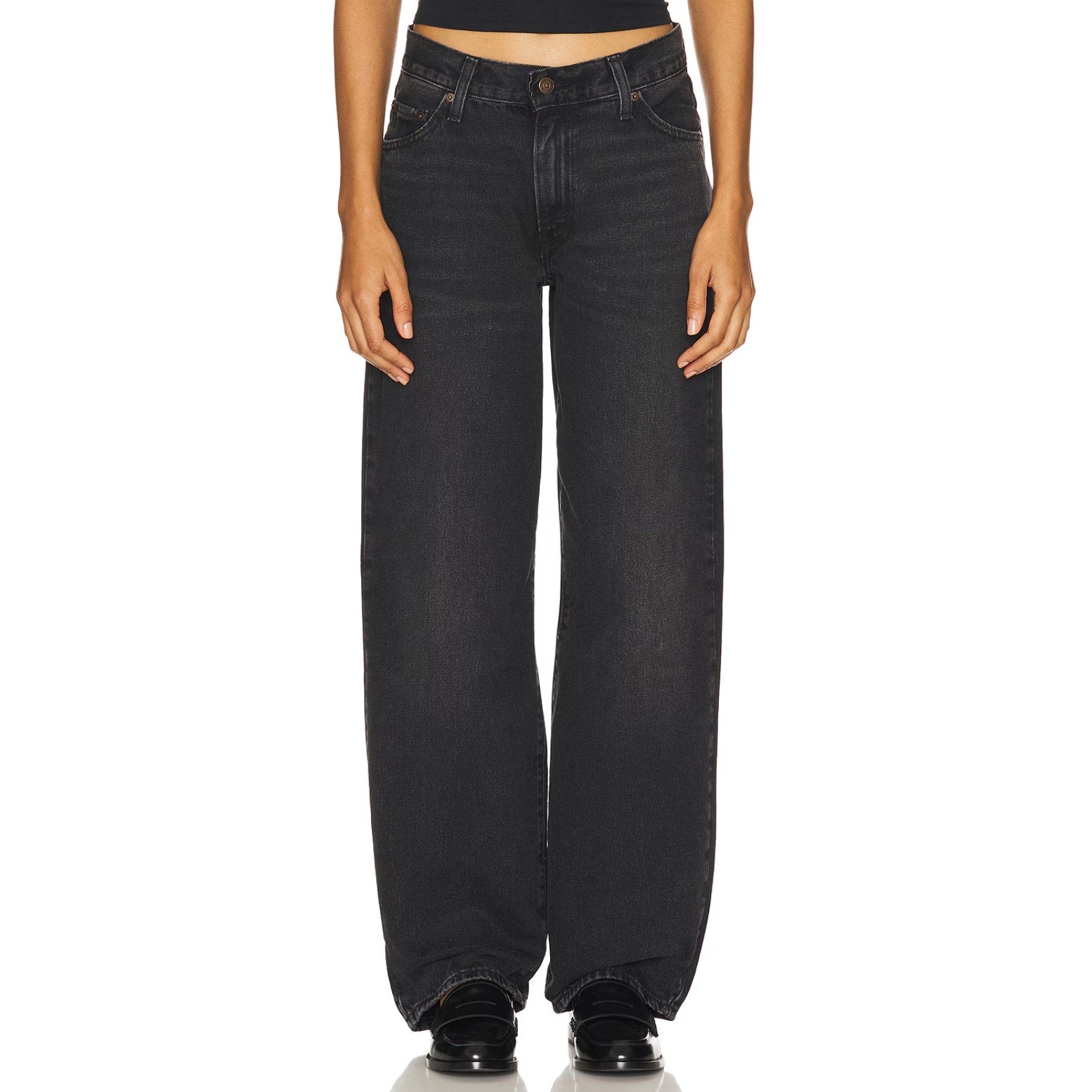 LEVI'S Womens Baggy Dad Jeans 31x30 US 12 Shrink Up Black Mid Rise 797700020 NWT