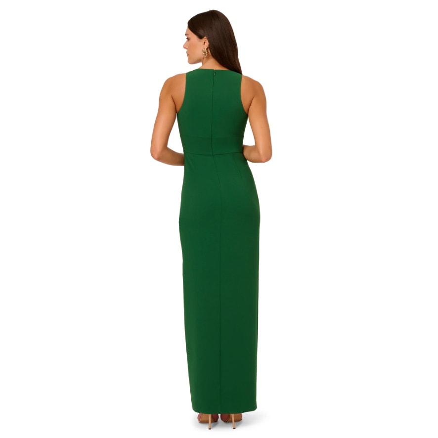 LIV FOSTER Women's Column Gown Size 4 Basil Green Plunging V Neck NWT
