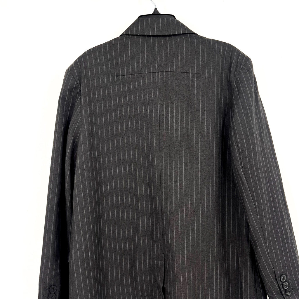 TOPSHOP Women's Oversized Tailored Dad Blazer Jacket Size 8 Grey Pinstripe NWT