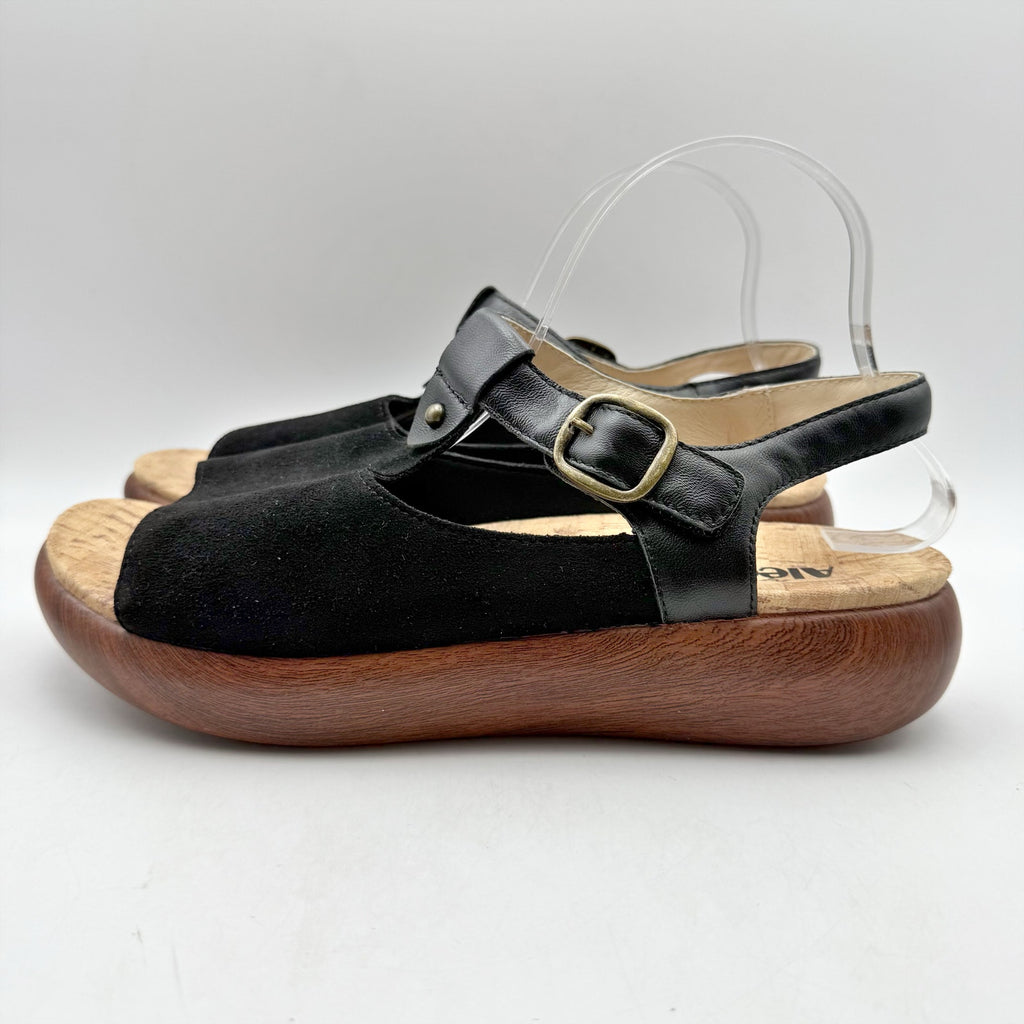 Alegria Womens Betsie Stretch Sandals EU 42 US 11.5-12 Black Leather NWOB