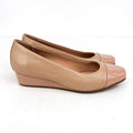 EASY SPIRIT Gracey Low Wedge Heels Size 8.5 Wide Cafe Tan Cafe Patent NWOB