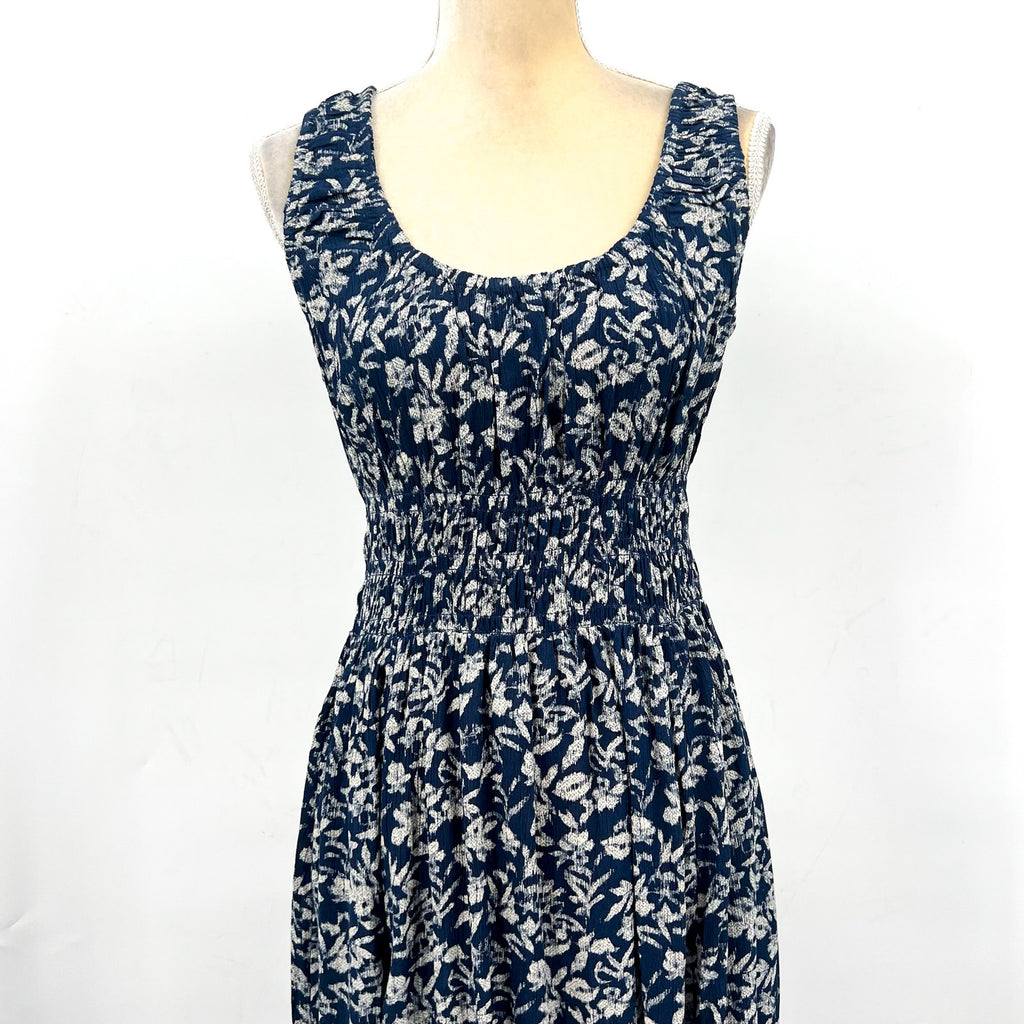 FAHERTY Women's Sunseeker Dress XL Blue White Juniper Ikat Floral Sleeveless NWT