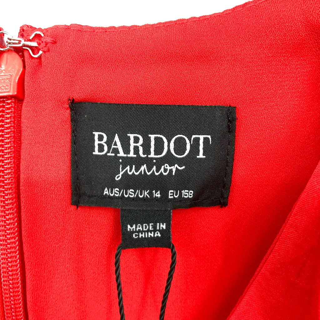 BARDOT Girl's Winona Wrap Dress Size 14 Fire Red Long Sleeve Ruffle NWT
