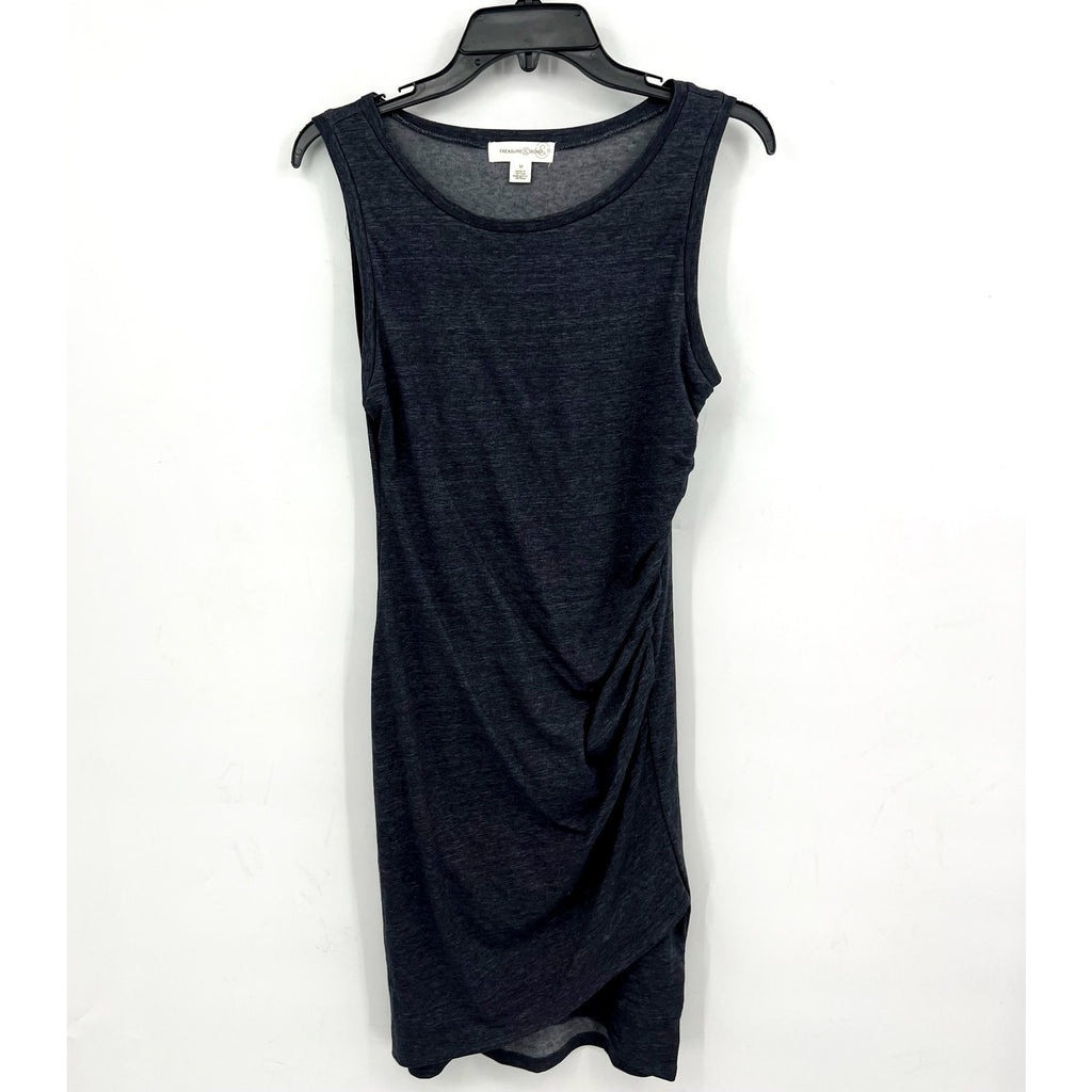TREASURE & BOND Ruched Sleeveless Jersey Tank Dress Medium Gray Blue NWOT