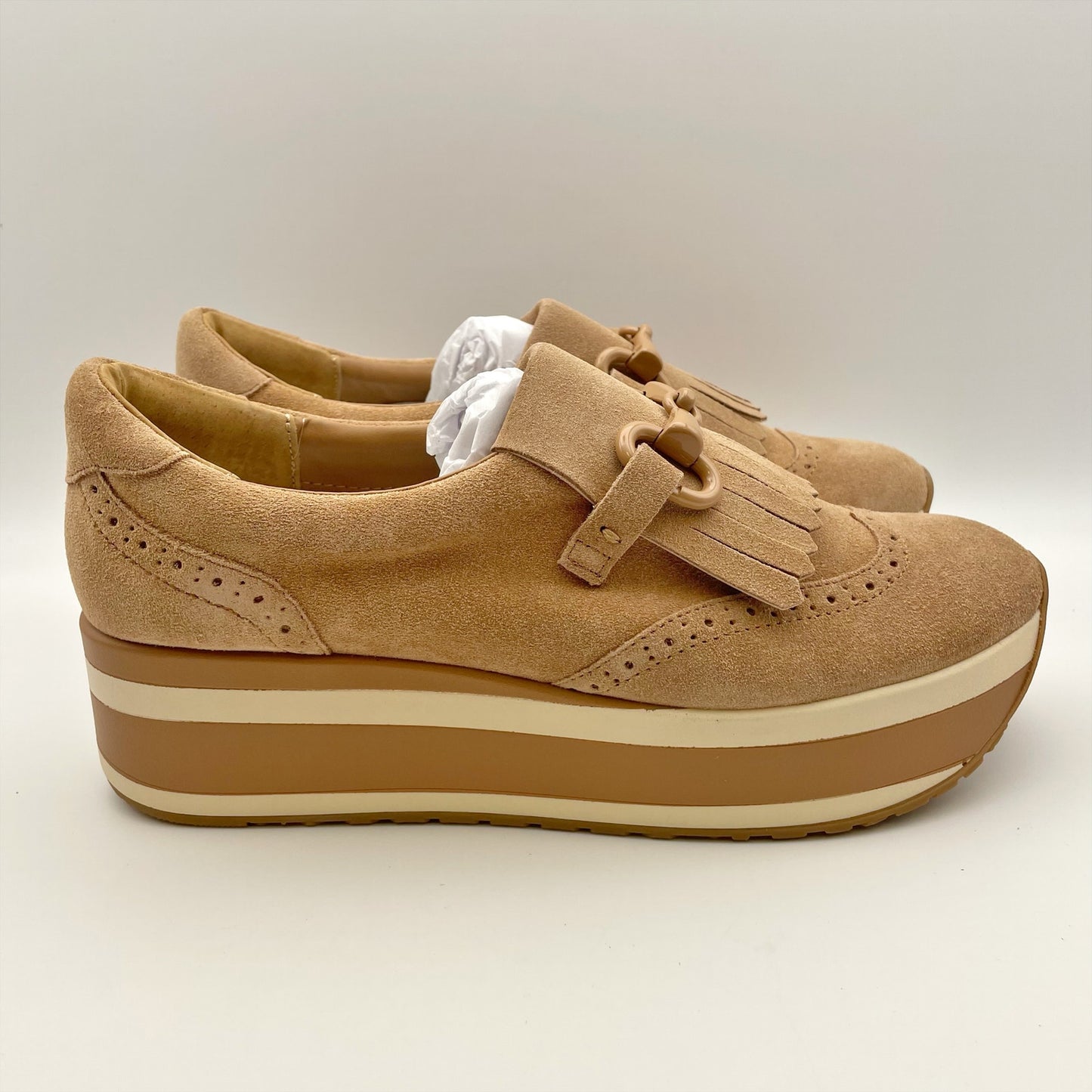 Dolce Vita Women's Jhax Suede Shoe US 9 EU 39-40 Light Brown/Cream NIB