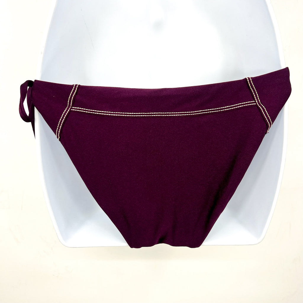 BECCA Women's Color Sheen Side Tie Bikini Bottoms Medium Purple Aubergine NWT