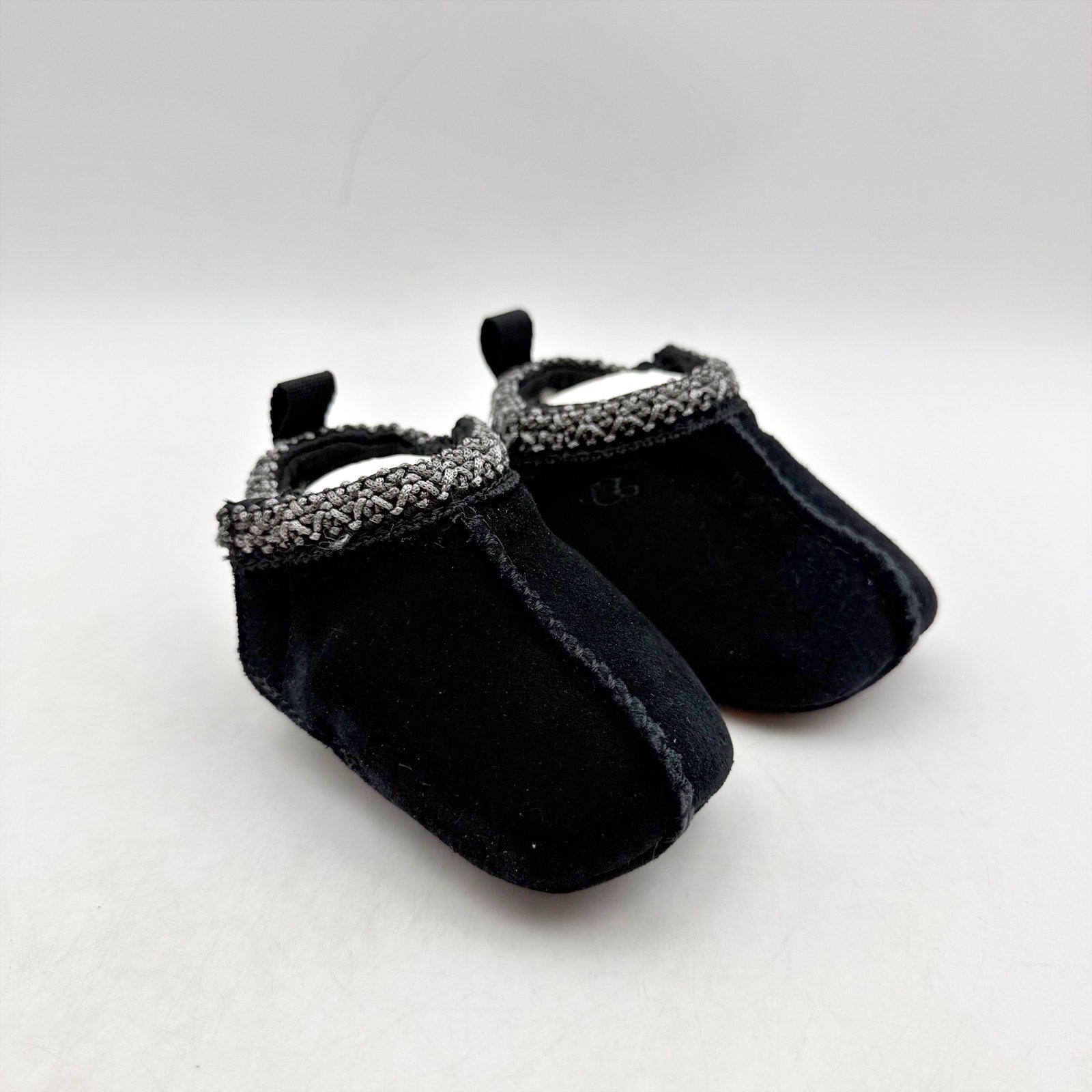 UGG Baby Tasman Slippers US 0/1 XS Black Suede NIB