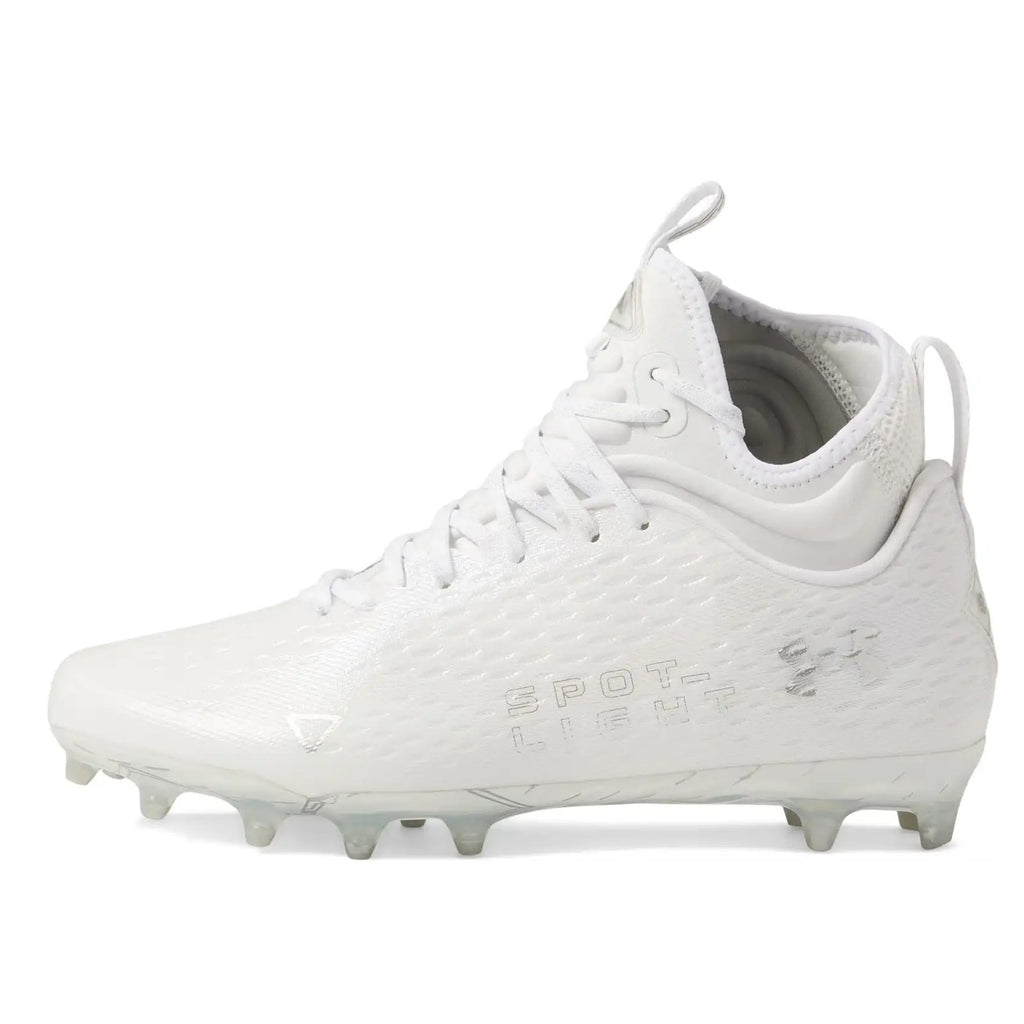Under Armour Mens Spotlight Lux MC 2.0 Football Cleats Size 8 White Silver NWOB