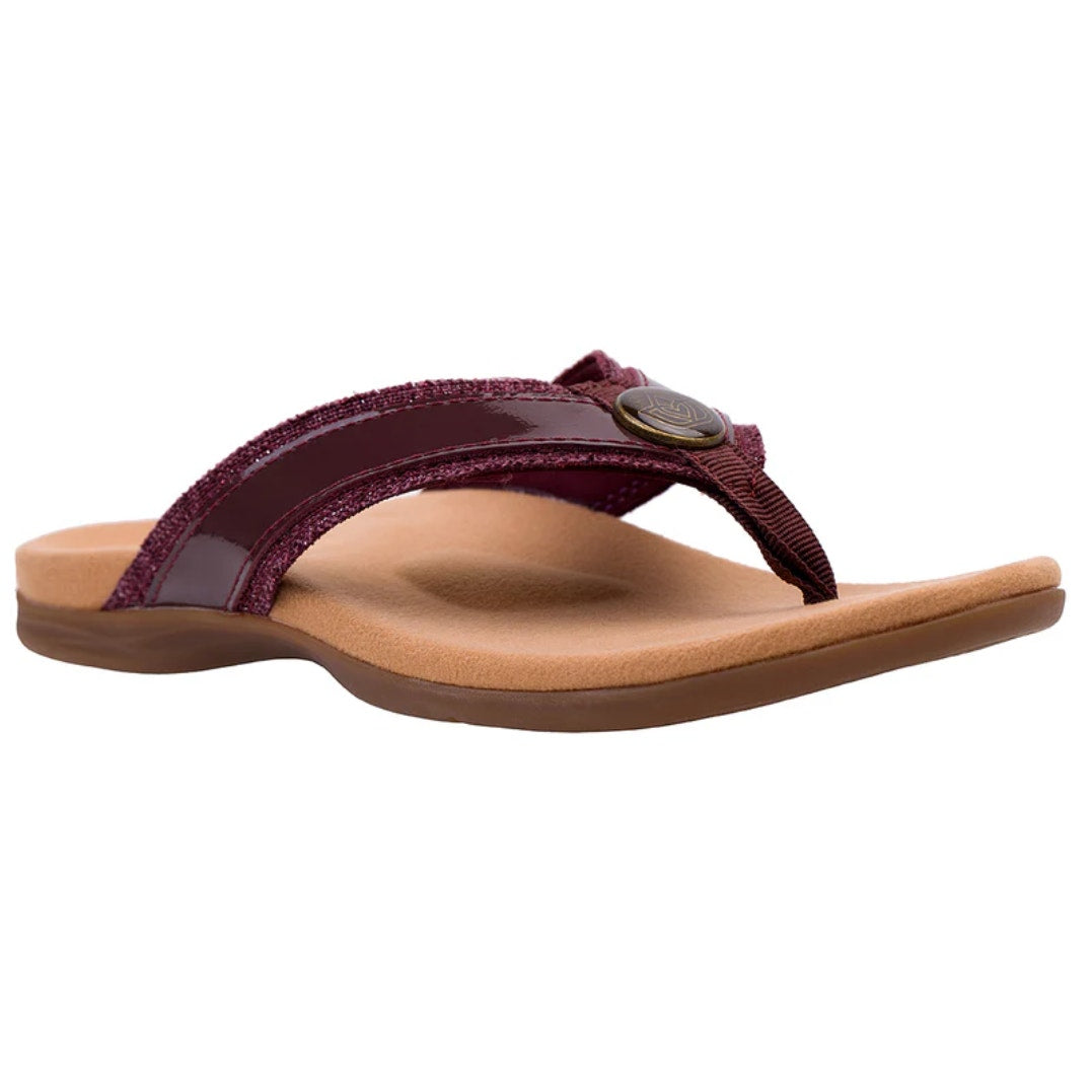 Spenco Women's Sutton Flip Classic Size 5.5 WIDE Red Wine Sassafras NIB