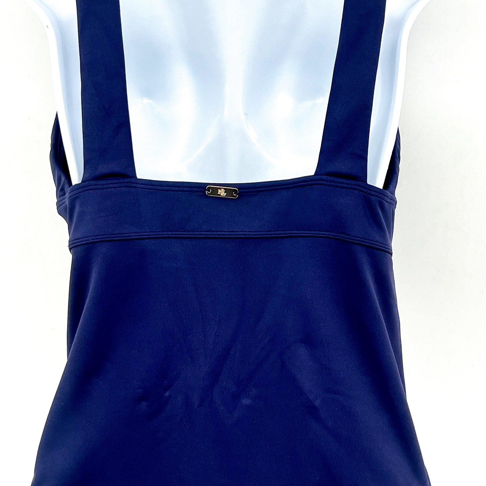 Lauren Ralph Lauren Sculpting One-Piece Swimsuit Size 4 Navy Blue V-Neck NWT