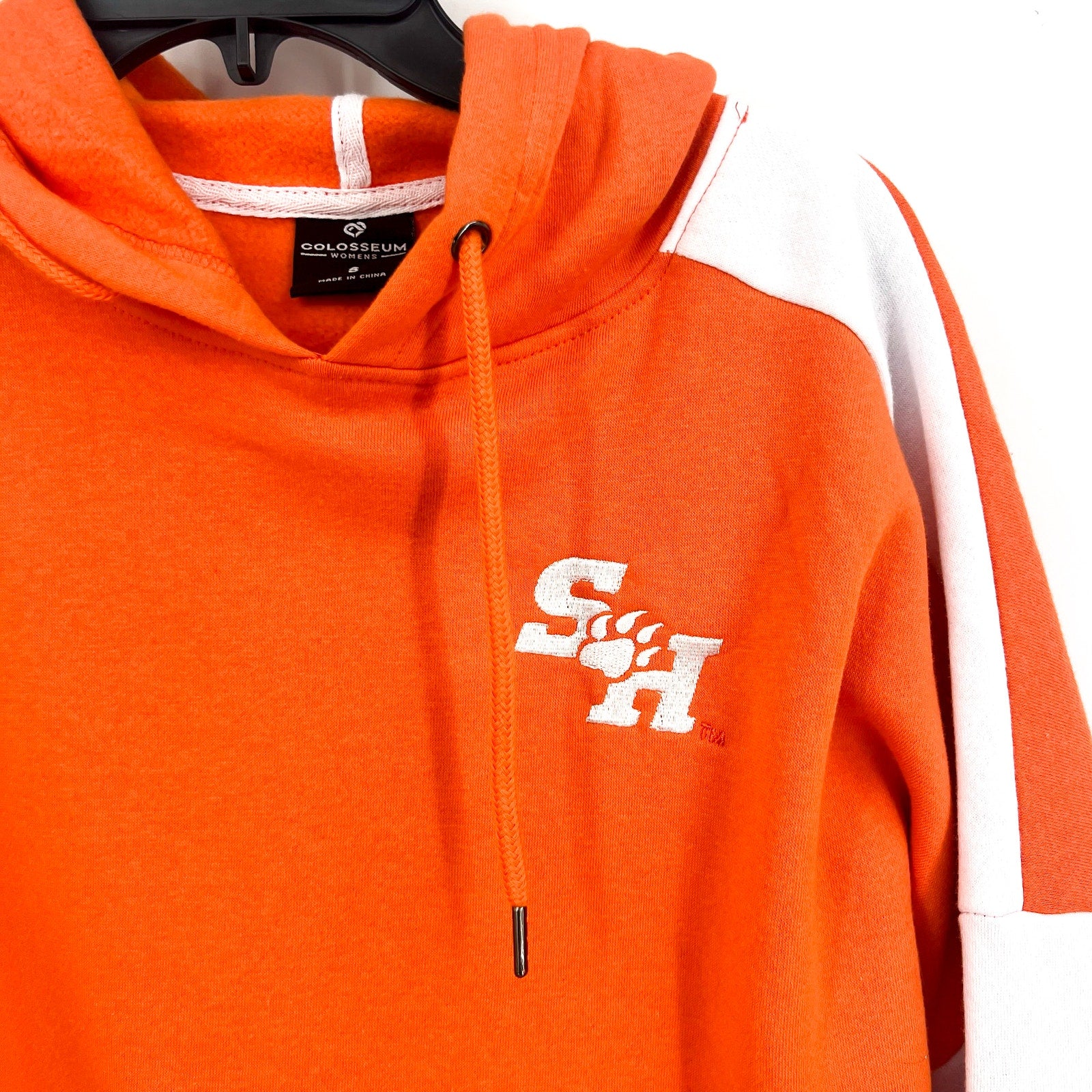 COLOSSEUM Womens Sam Houston State Stripe Pullover Hoodie Small Orange White NWT