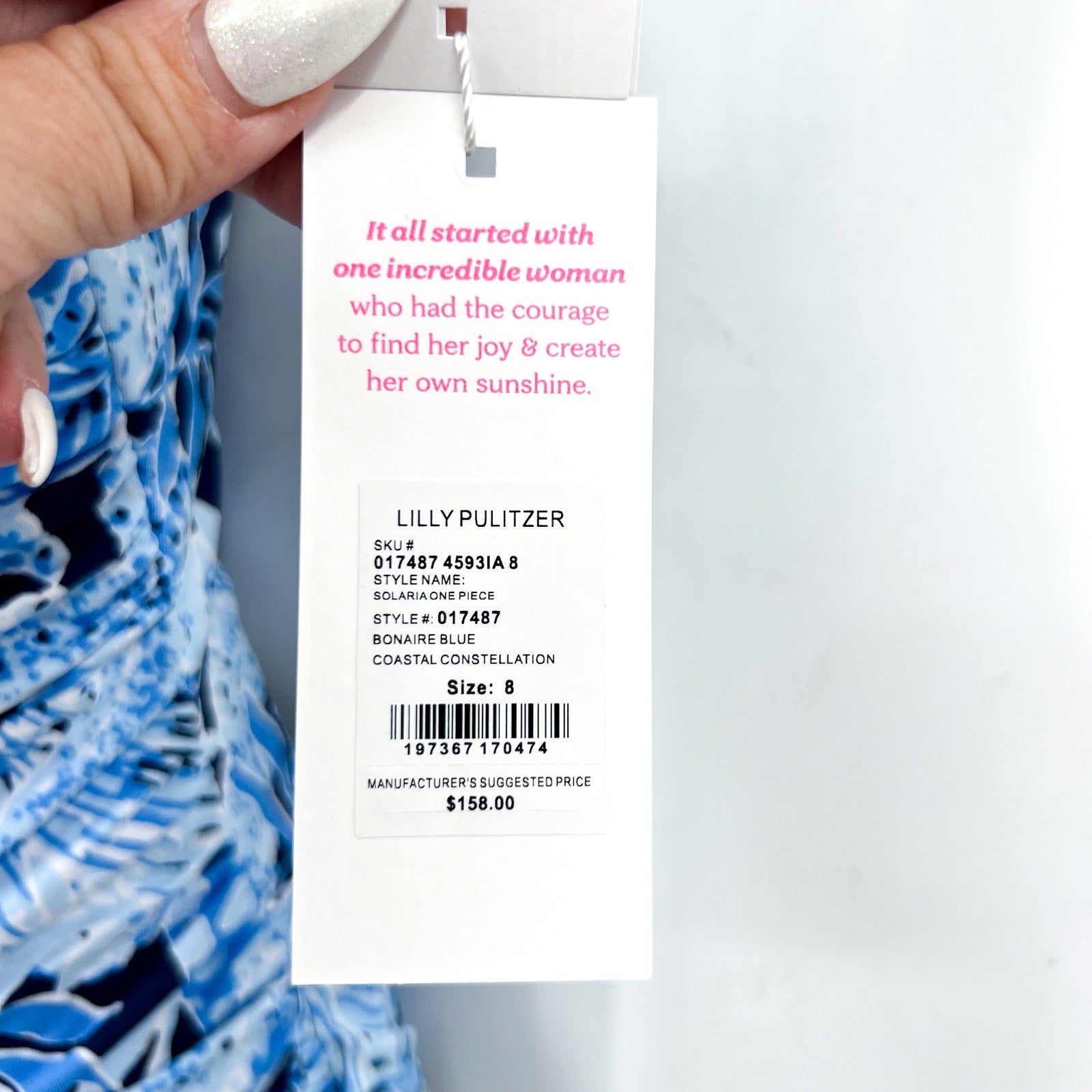 LILLY PULITZER Solaria One-Piece Swimsuit SIZE 8 Blue Coastal Constellation NWT