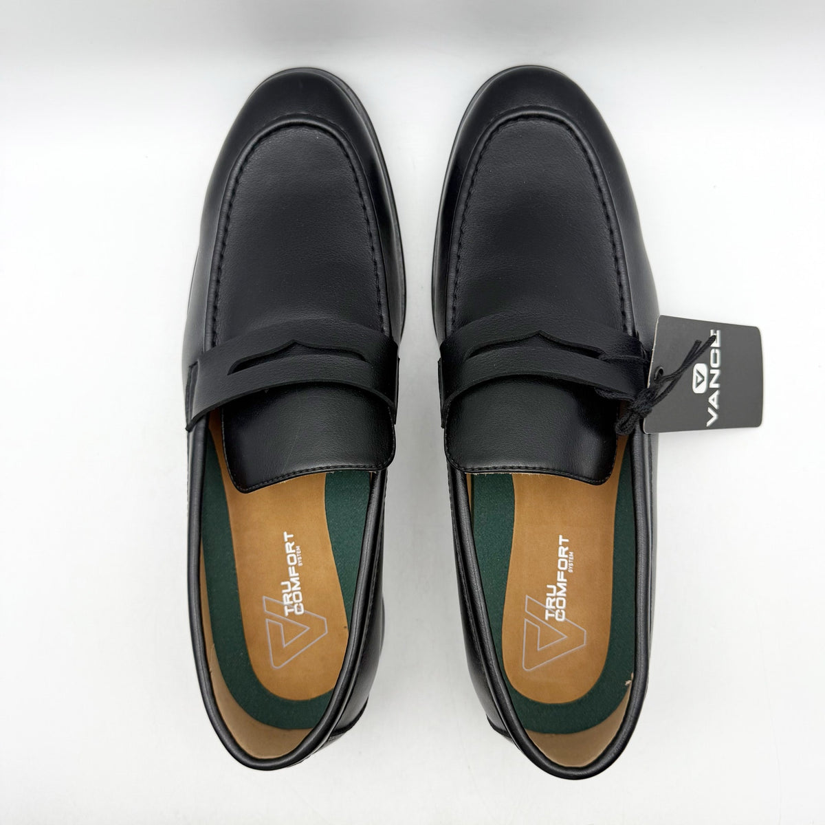 Vance Co. Mens Phineas Penny Loafers SIZE 11 WIDE EU 44 Black Leather NWOB