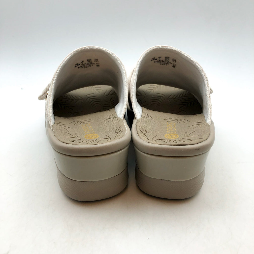 BZEES Womens Smile Comfort Wedge Slide Sandals 6.5 WIDE Cream Cheetah NIB