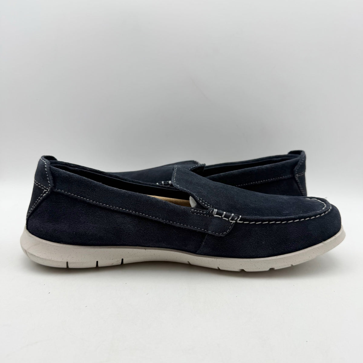 Clarks Mens Flexway Step Casual Sneakers Size 8.5 EU 41.5 Navy Blue Suede NWOB