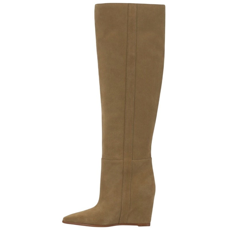 Vince Camuto Womens Tiasie Over the Knee Wedge Boots US 11 M Tan Suede NWOB