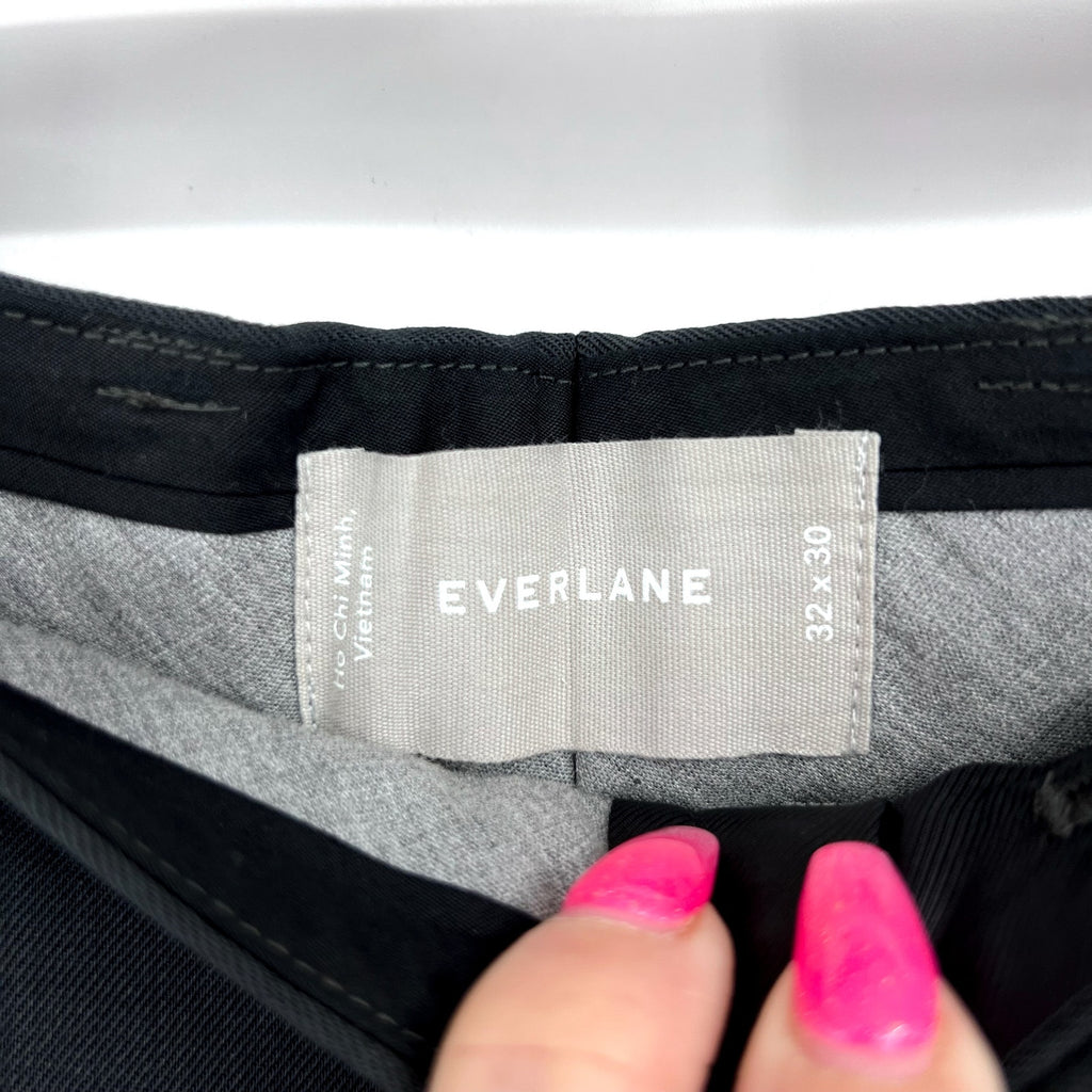 EVERLANE Men's The Italian Wool Trouser Pants 32x30 Dark Grey Flat Front NWT