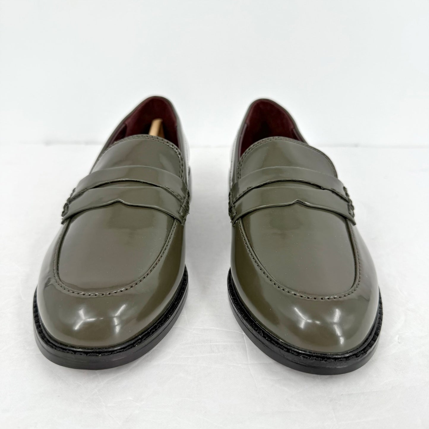 Franco Sarto Womens Alora Penny Loafers US 6.5 M EU 36.5 Green Vegan Patent NIB