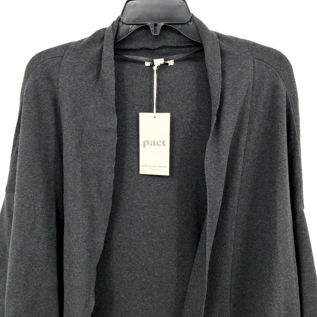 PACT Women' Airplane Wrap Cardigan XS-Small Gray Charcoal Heather Open Front NWT