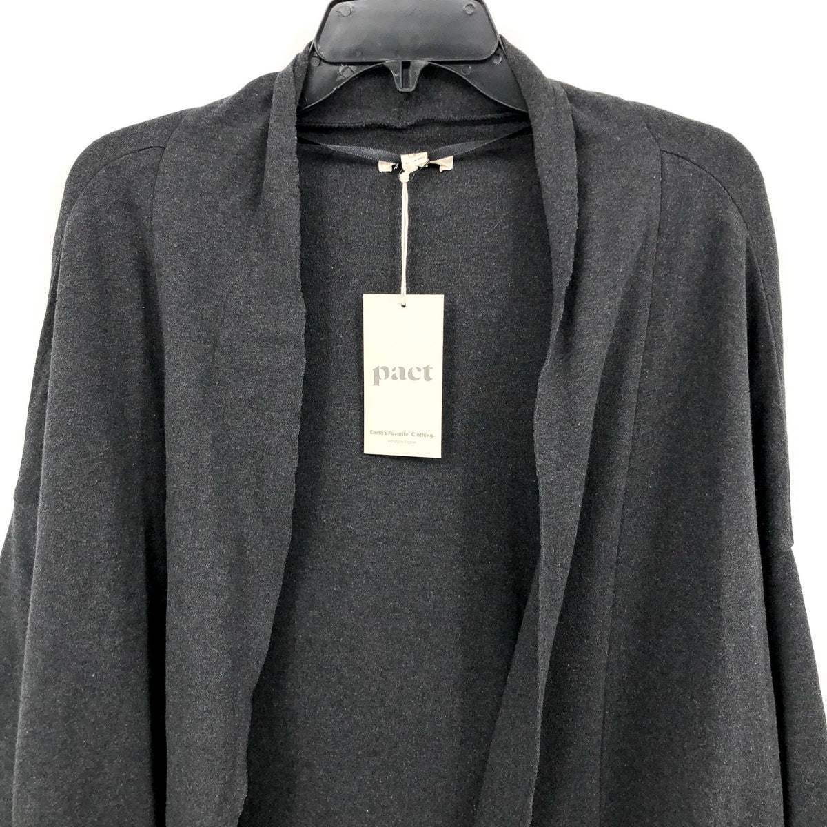 PACT Women' Airplane Wrap Cardigan XS-Small Gray Charcoal Heather Open Front NWT