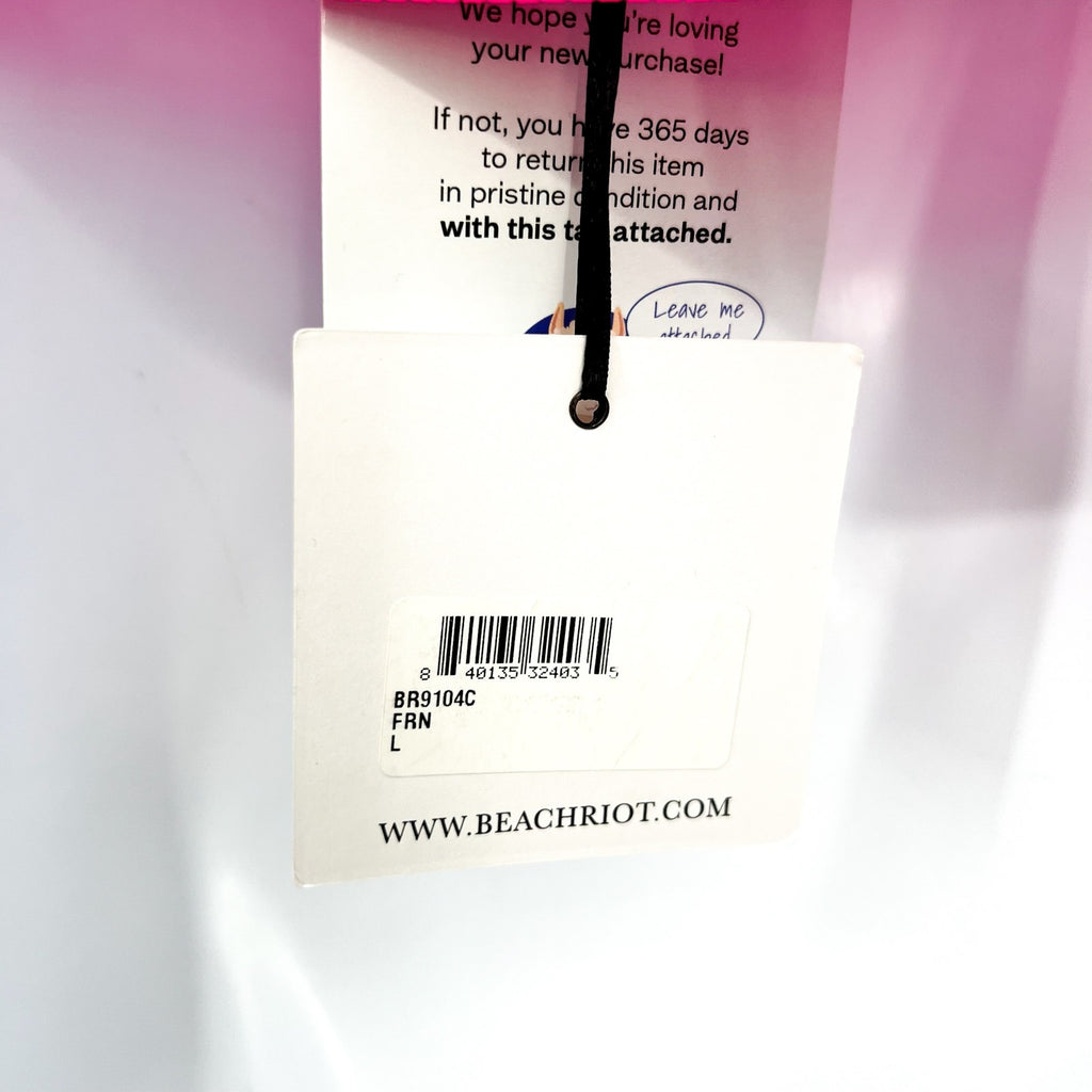 BEACH RIOT Women's Eva Colorblock Bikini Top Large Fuchsia Red Neon Pink NWT