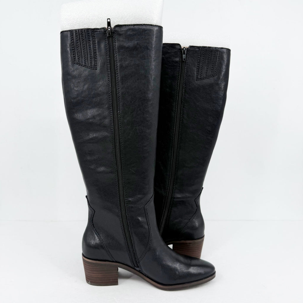 Lucky Brand Womens Cashlin Heeled Knee High Boots Size 6.5 M Black Leather NIB
