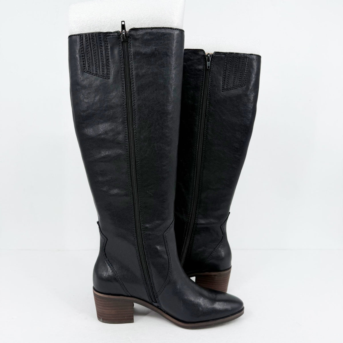 Lucky Brand Womens Cashlin Heeled Knee High Boots Size 6.5 M Black Leather NIB