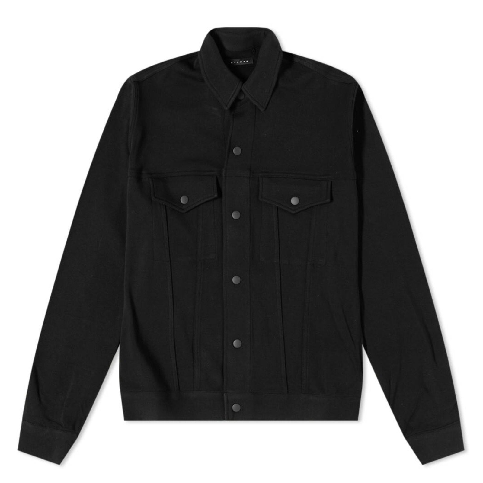 STAMPD Mens Fleece Trucker Jacket Medium Black Button Up Collared Pockets NWT