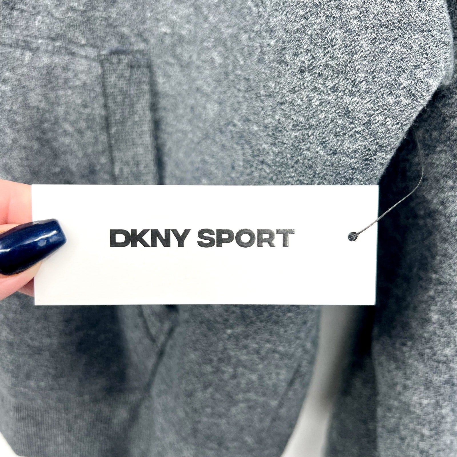 DKNY Sport Womens Hoodie Sweatshirt Small Grey Rhinestone Logo Sleeve NWT