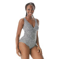 CONTOURS COCO REEF Solitaire One Piece Swimsuit 12/36C Black Print Underwire NWT