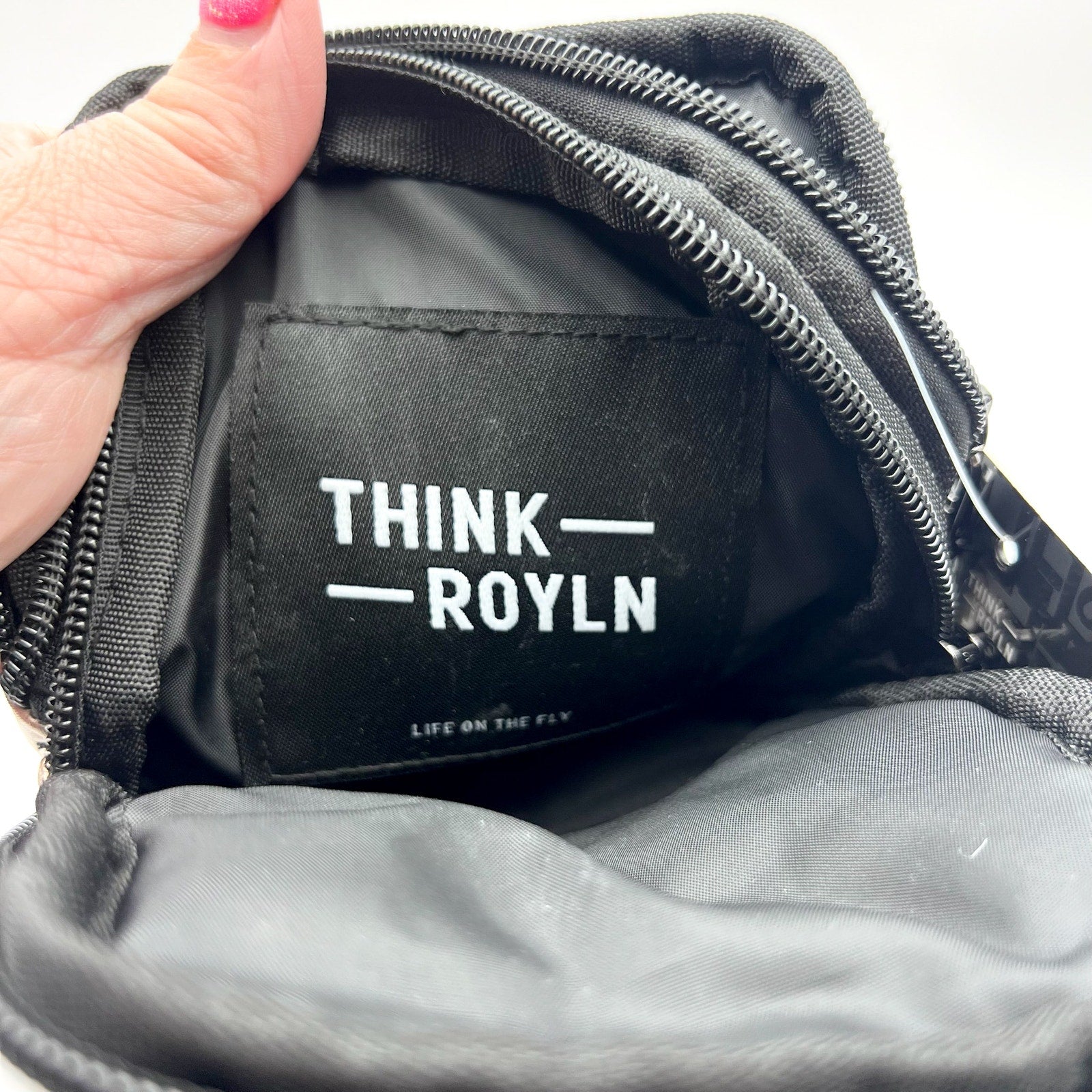 THINK ROYLN Women's Buzz Me Mini Crossbody Bag Pearl Cashmere Black NWT