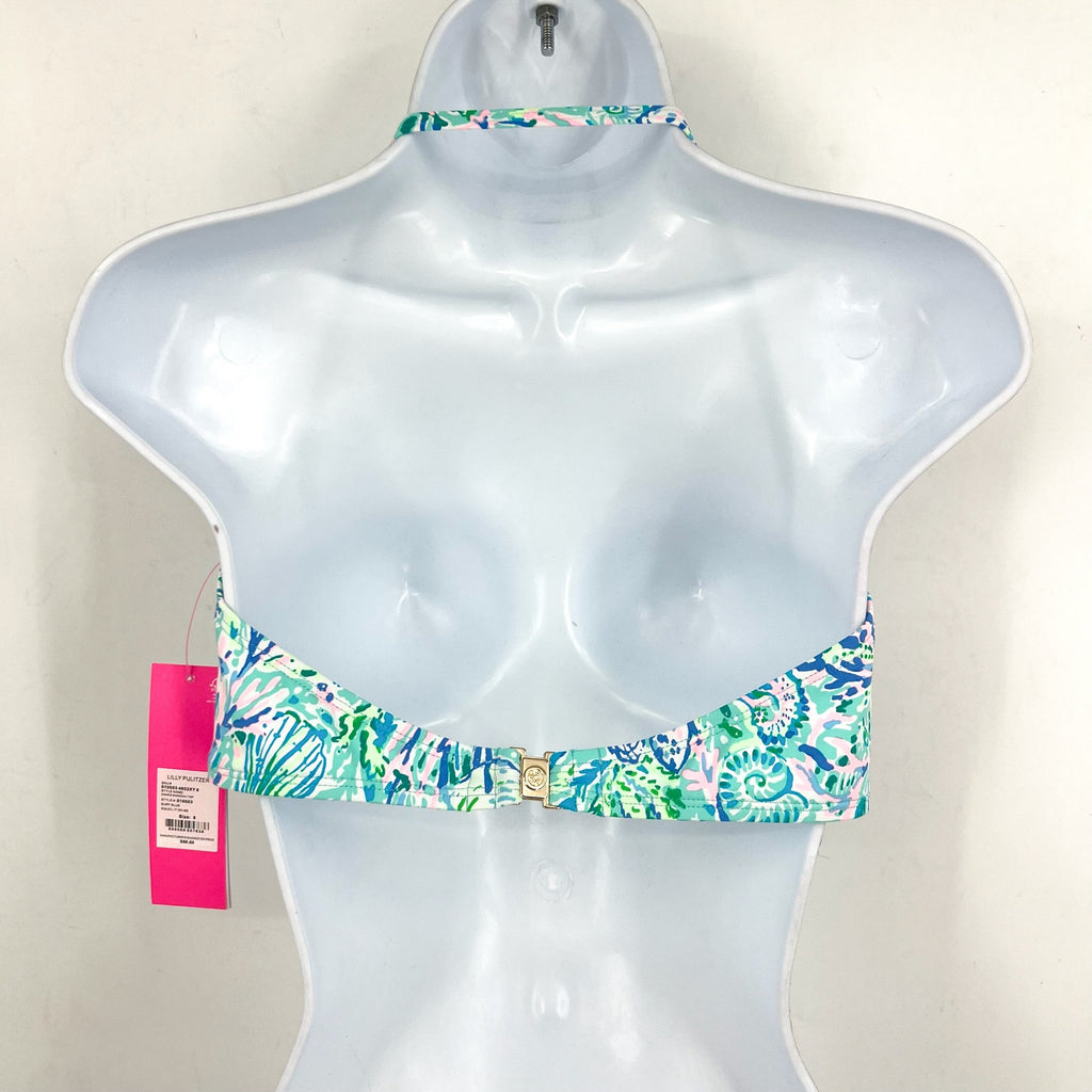 LILLY PULITZER Womens Agnes Bikini Top Size 8 Surf Blue Soleil It On Me NWT