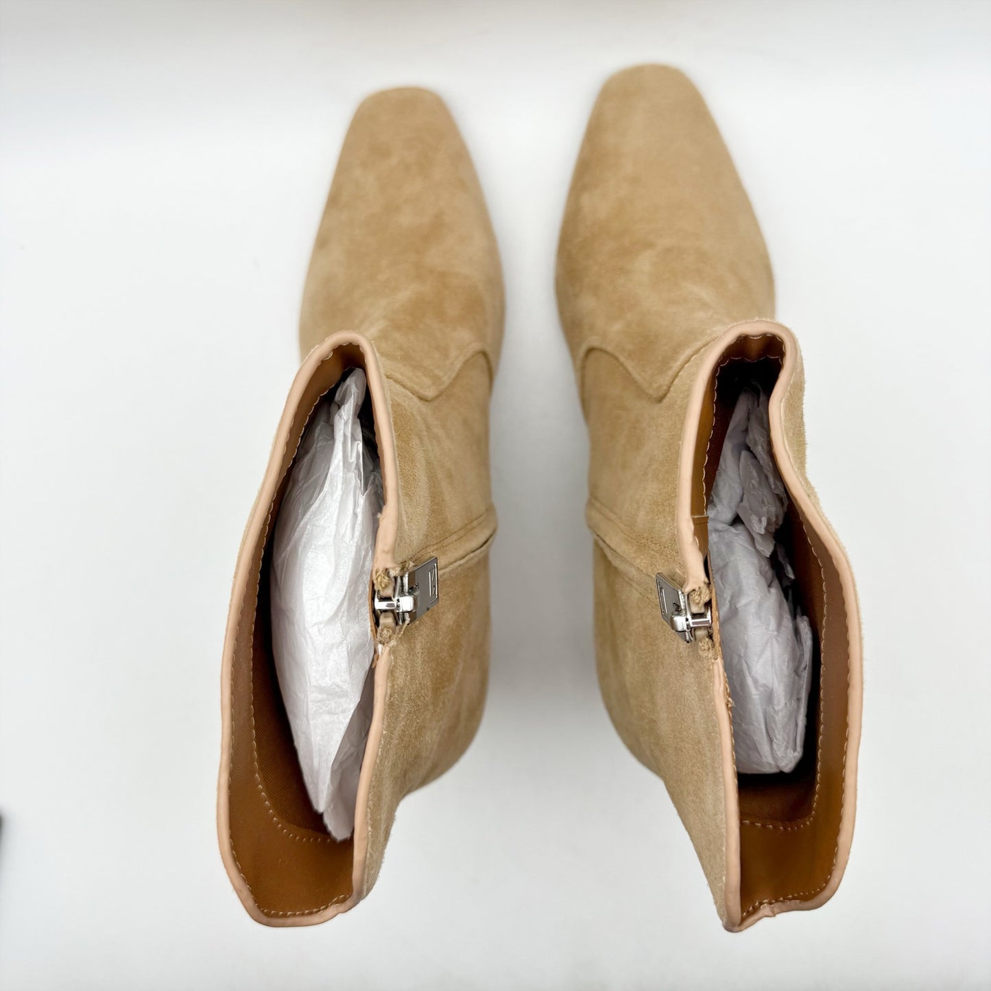 Franco Sarto Womens Alexandria Heeled Ankle Bootie US 6.5 M Brown Suede NWOB