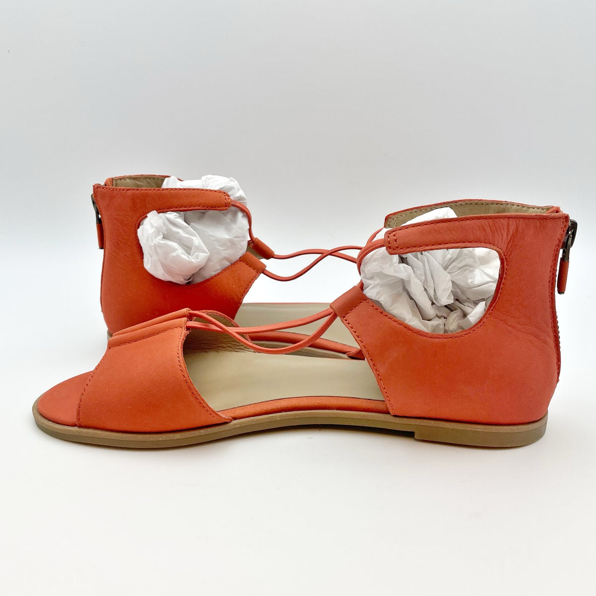 Eileen Fisher Womens Rose Sandals Size 6.5 Orange Leather Flats NIB
