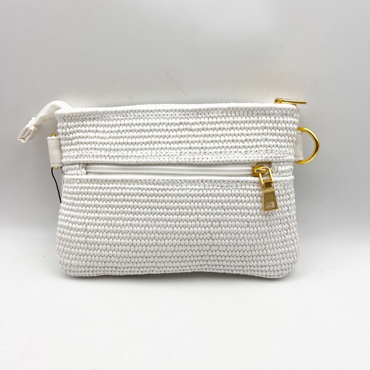 THINK ROYLN Women's Raffia Bum Bag 2.0 White /Gold Crossbody Strap NWOT