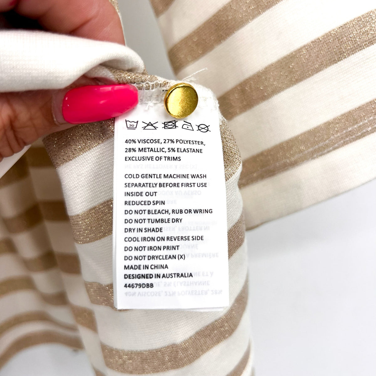 BARDOT Goldie Knit Dress BABY 9-12 Months White Gold Striped Long Sleeve NWT