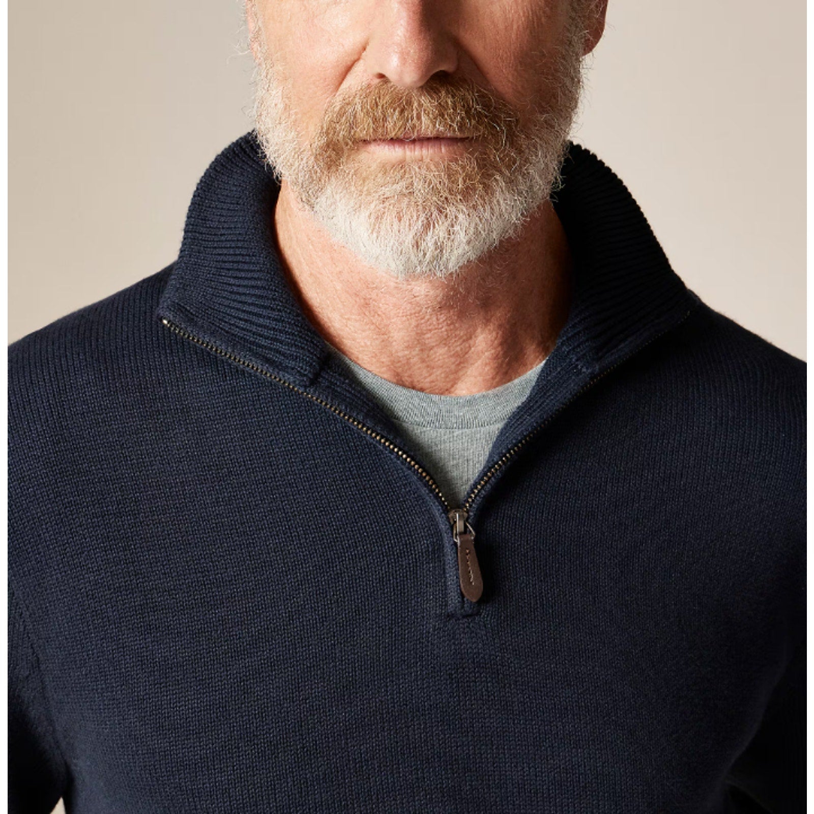 J.Crew Mens Heritage Cotton Half-Zip Sweater Large Navy Blue BT793 NWT