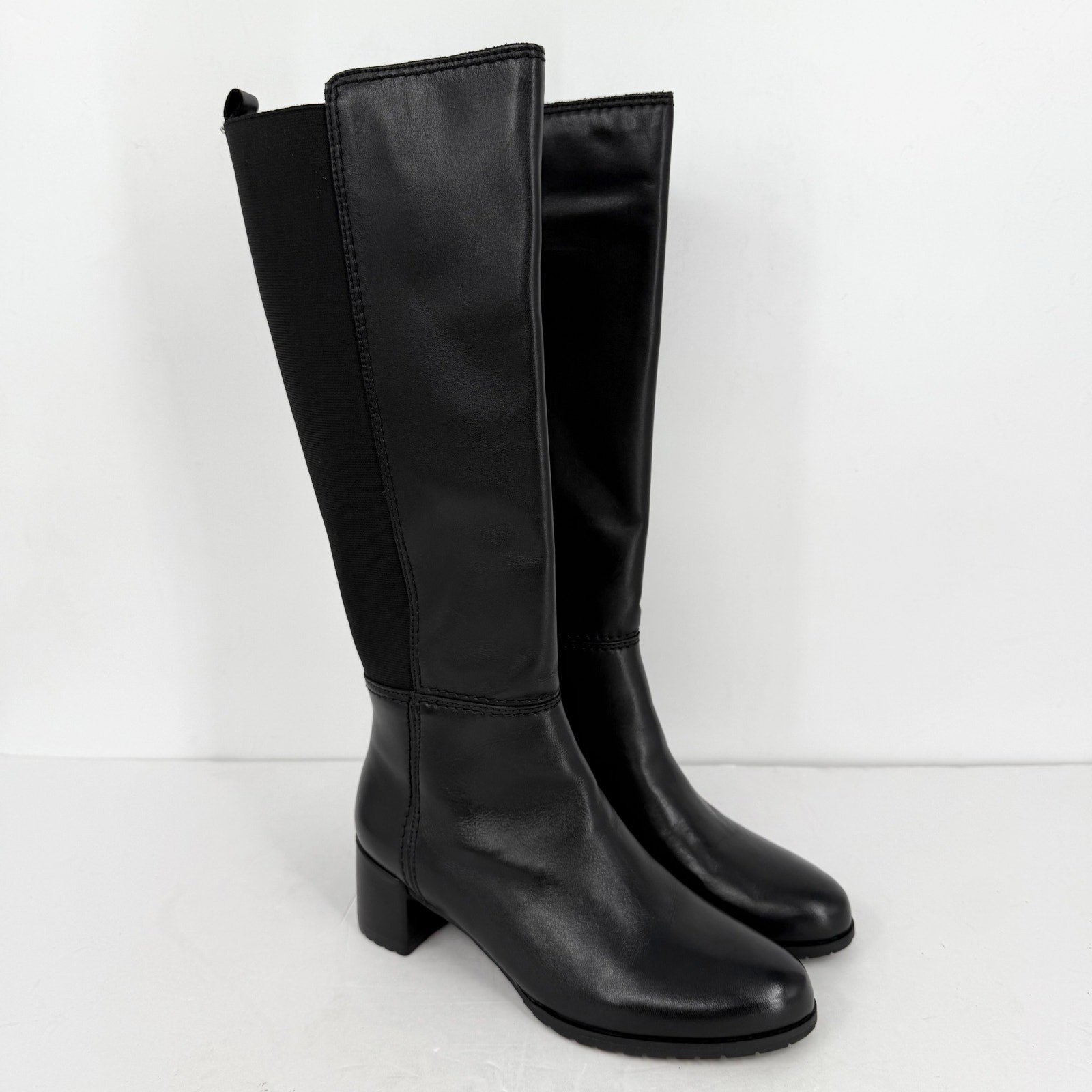 Naturalizer Womens Brent Knee High Boots 10 Wide Black Leather Weatherproof NWOB