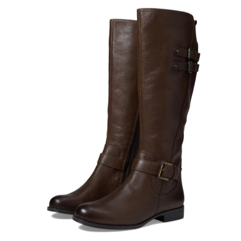 Naturalizer Womens Jessie Knee High Boots US 12 Wide WC Dark Brown Leather NWOB