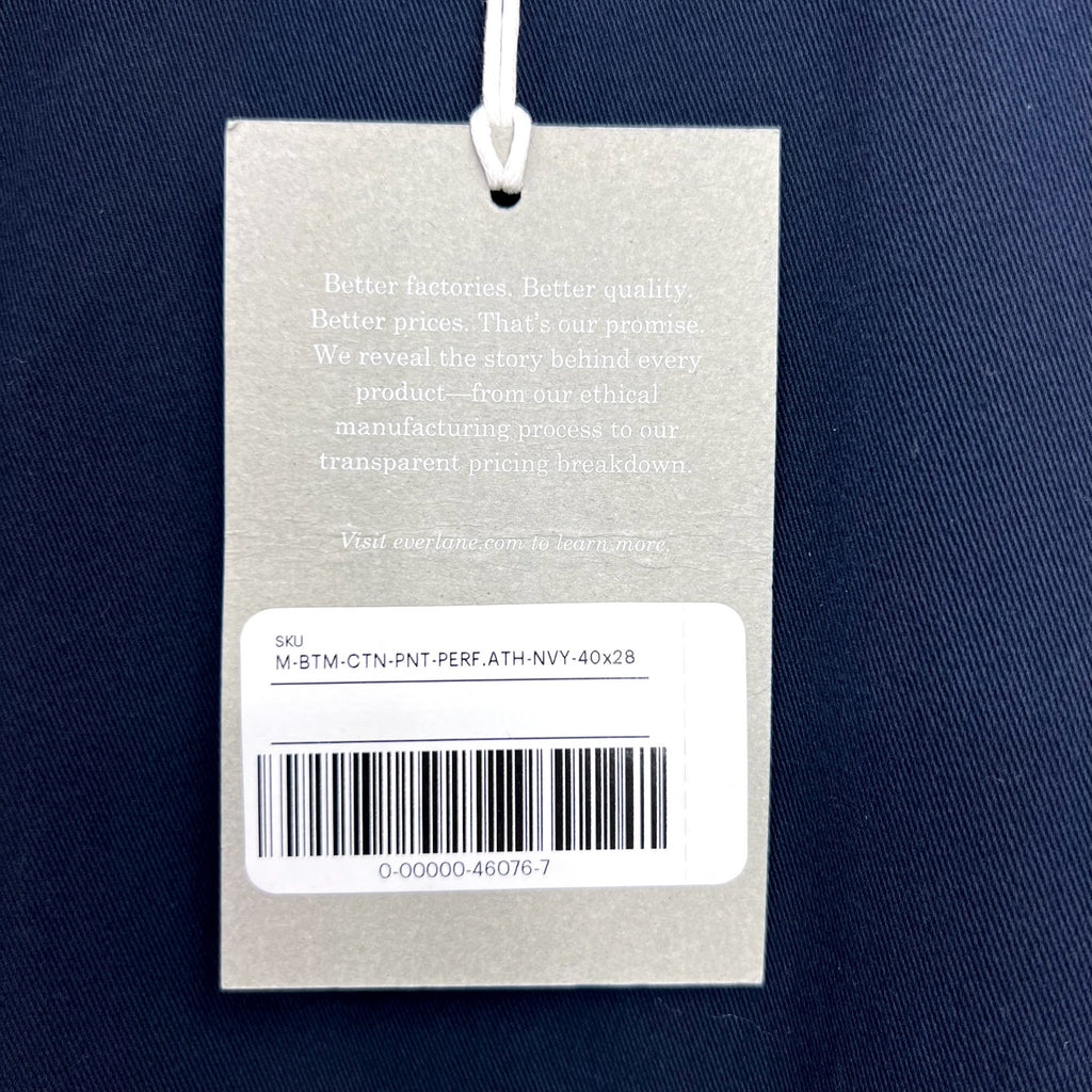 EVERLANE Uniform Mens Performance Chino Pants 40x28 Navy Blue Athletic Fit NWT
