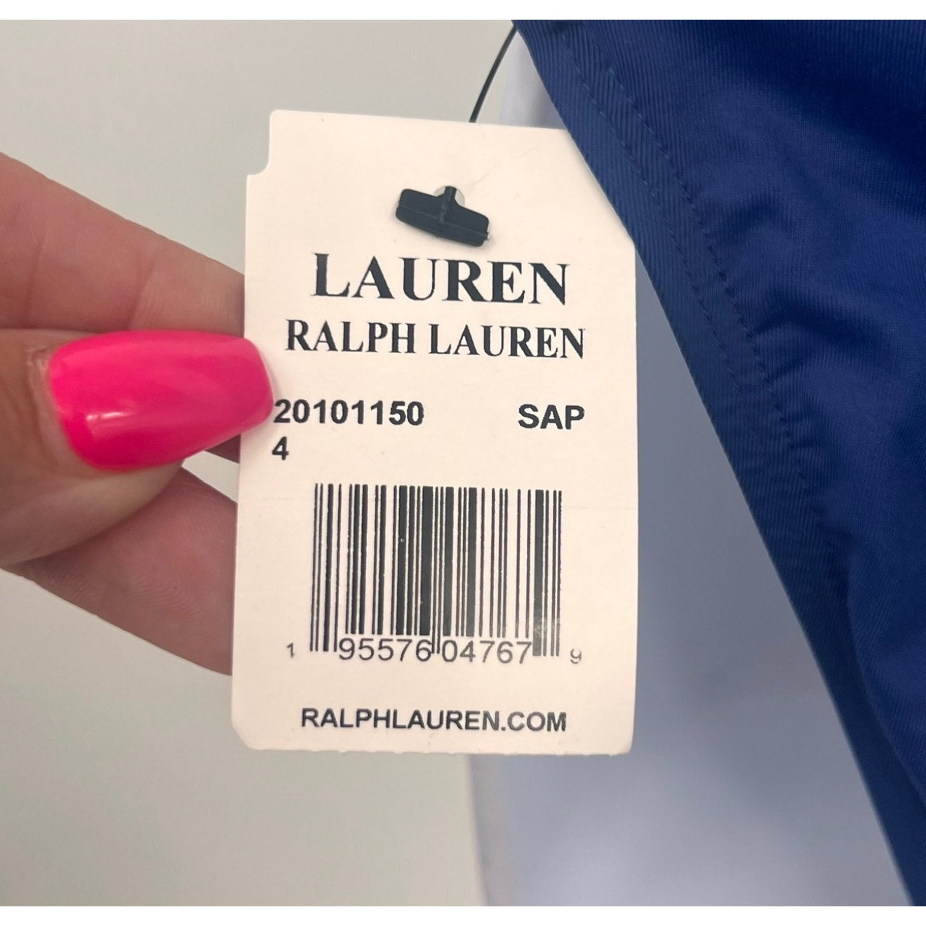 LAUREN RALPH LAUREN Hipster Bikini Bottom Size 4 Navy Blue Shirred Side Tab NWT