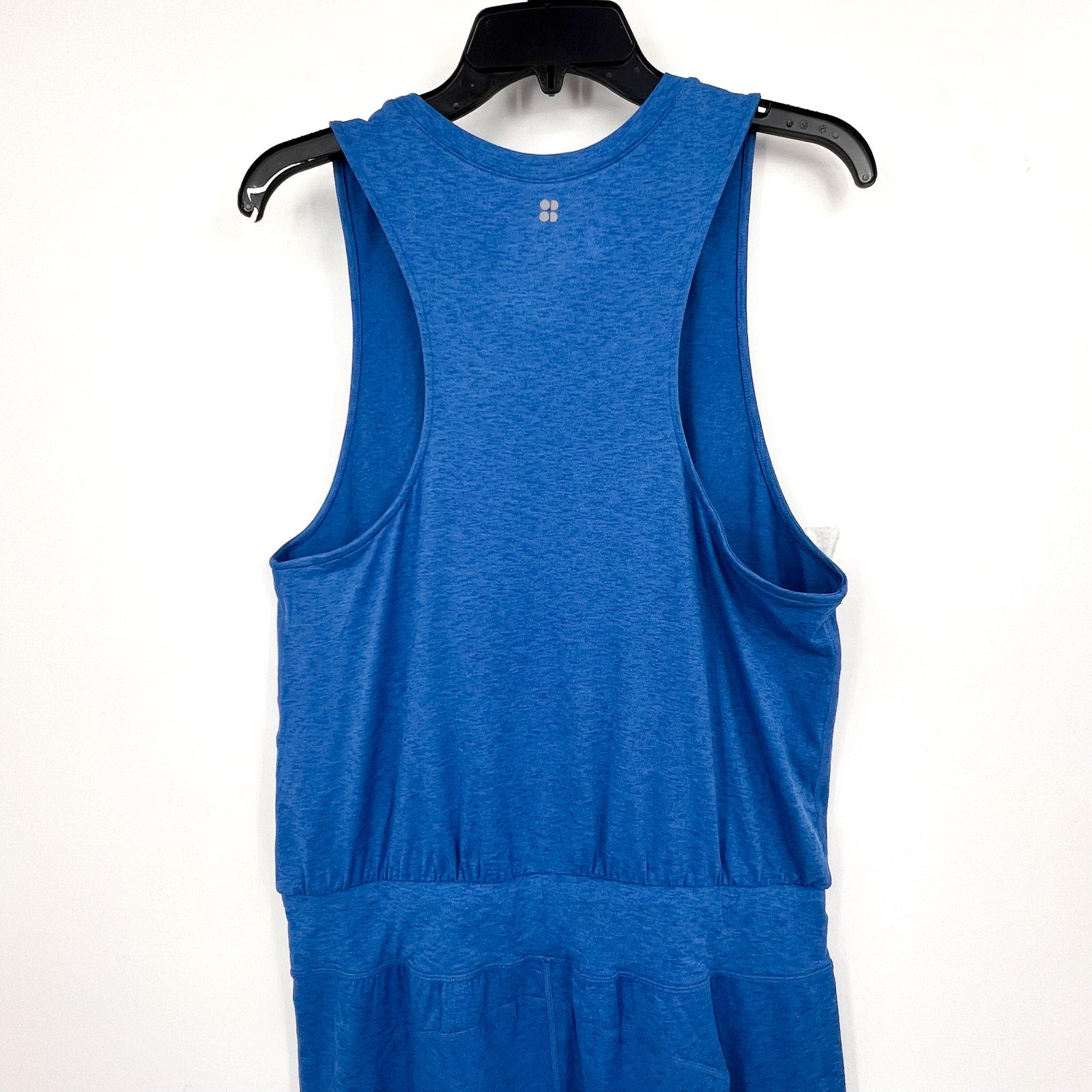 SWEATY BETTY Women's Gary Sleeveless Romper Large US 10 Oxford Blue Marl NWT