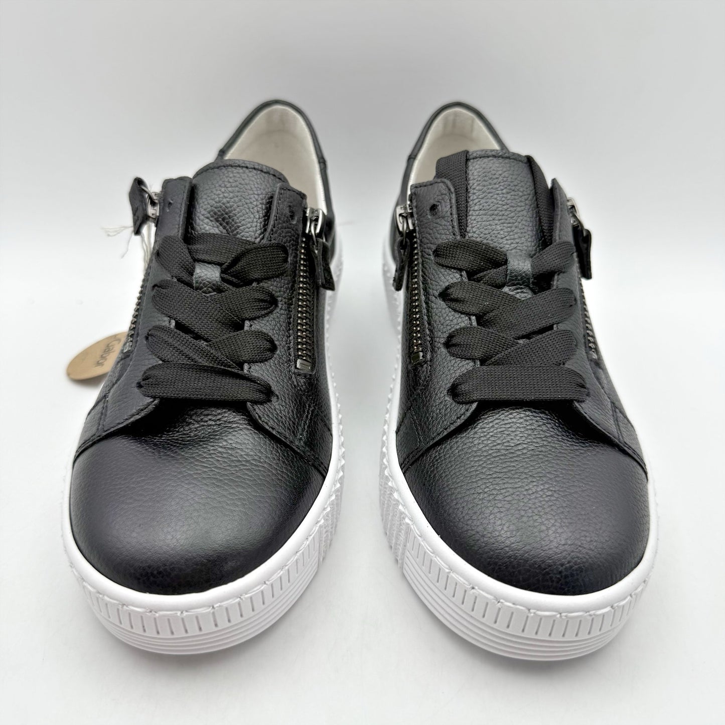 Gabor Womens 53.334 Low Top Sneakers UK 3.5 US 6 Black White Leather NIB