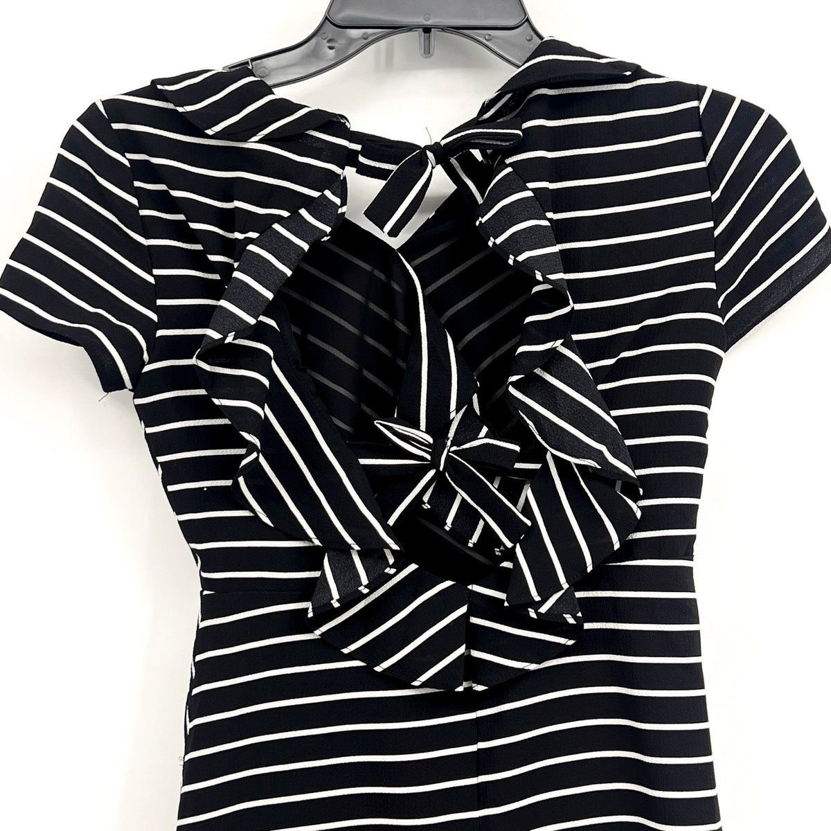 BARDOT JUNIOR Girl's Lola Open Back Dress Size 10 Black White Stripe NWT