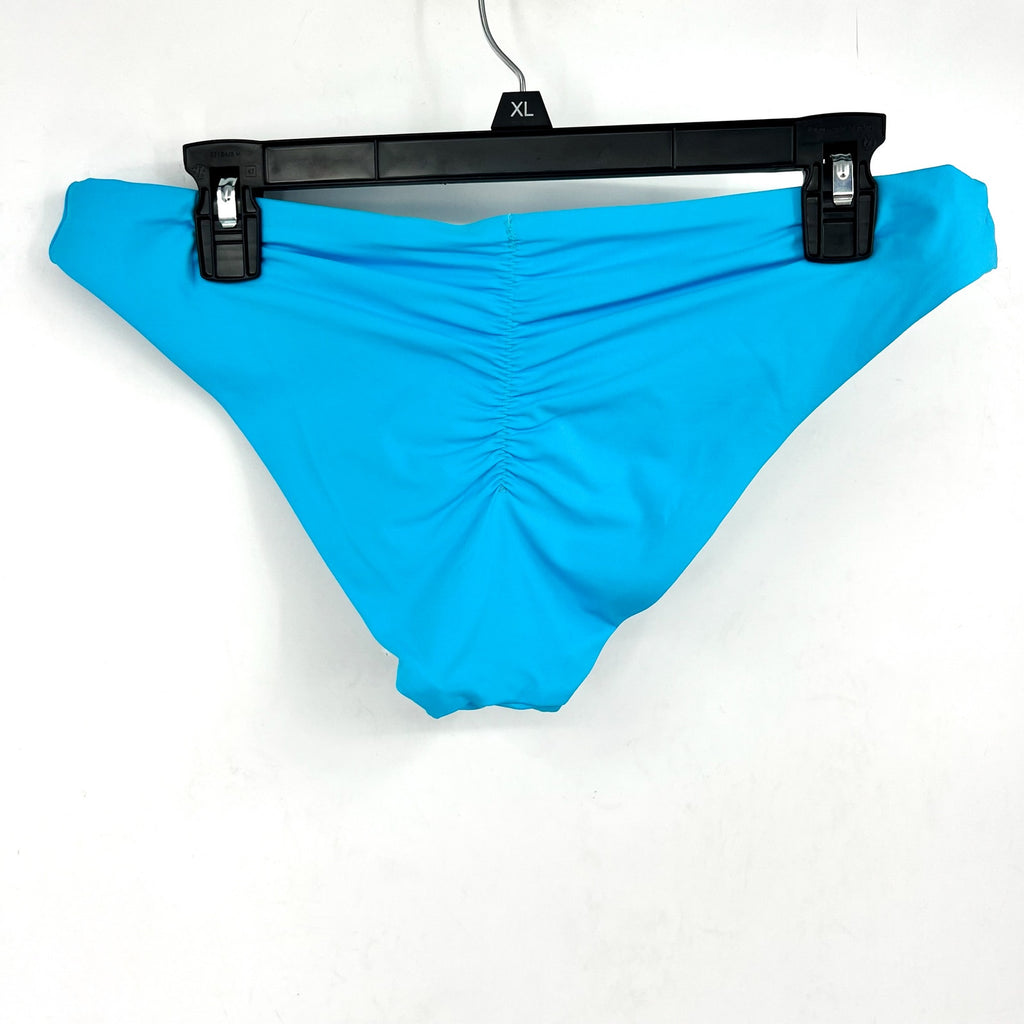 BECCA Women's Garden of Eden Shirred Hipster Bikini Bottom Large Pool Blue NWT