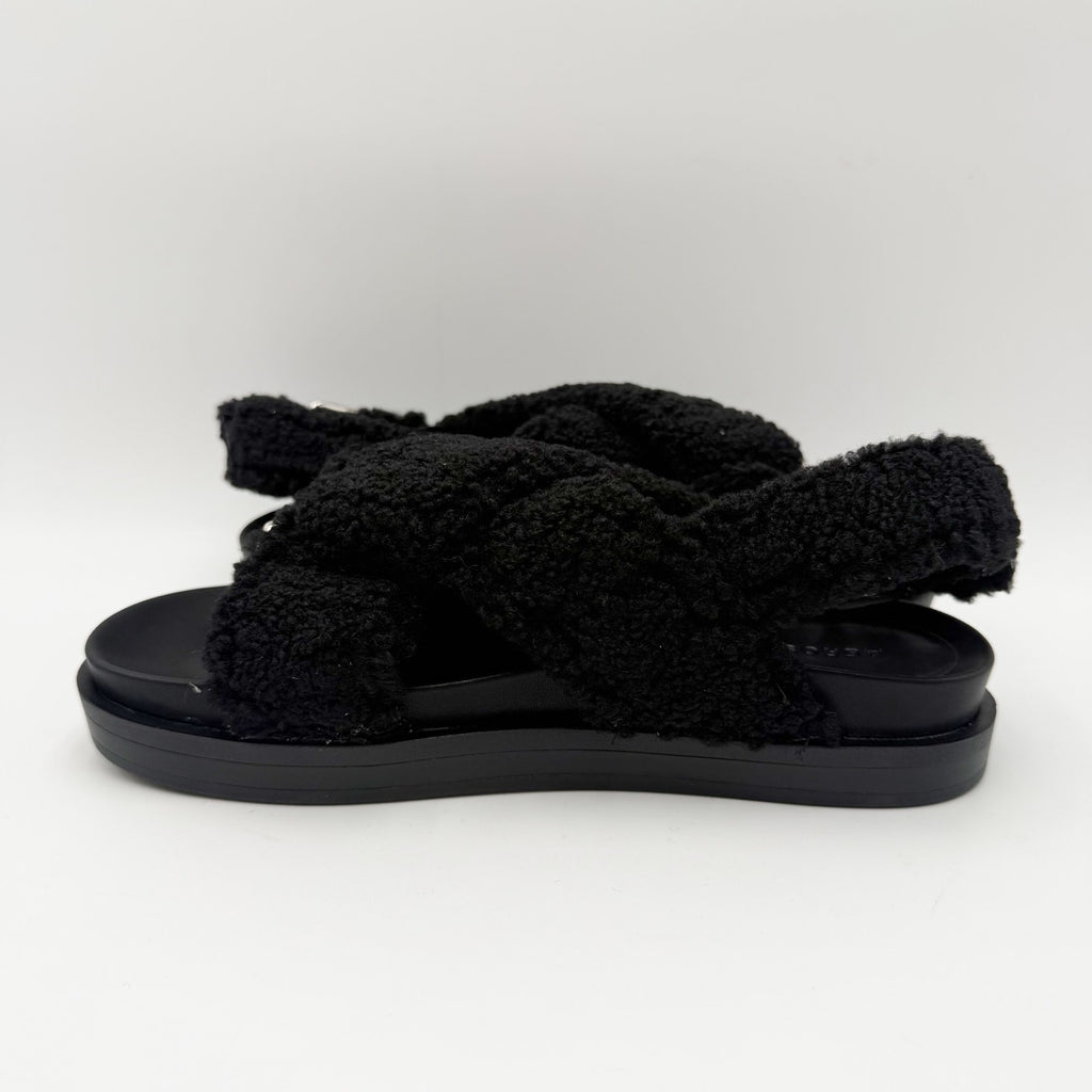 Aerosoles Womens Loma Slippers Size 6.5 M Black Vegan Shearling NIB