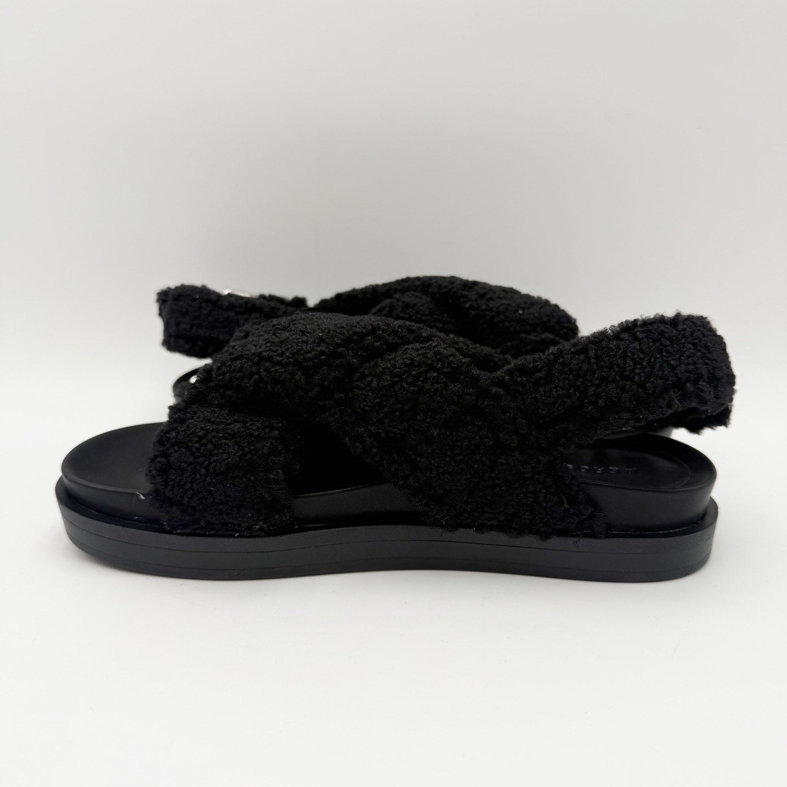 Aerosoles Womens Loma Slippers Size 6.5 M Black Vegan Shearling NIB
