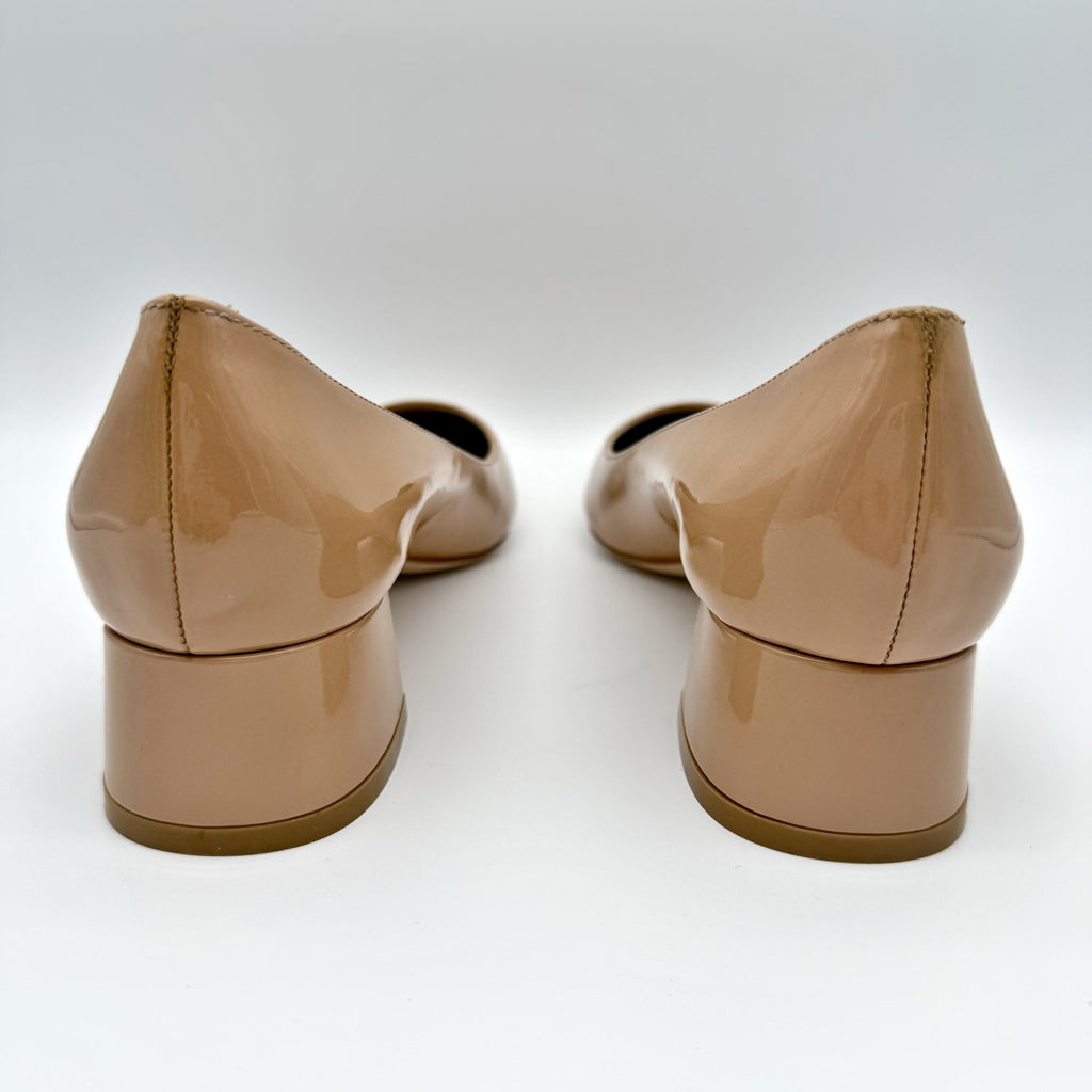 Stuart Weitzman Womens Vivienne 35 Pumps US 8 Nude Patent Leather Heels NIB