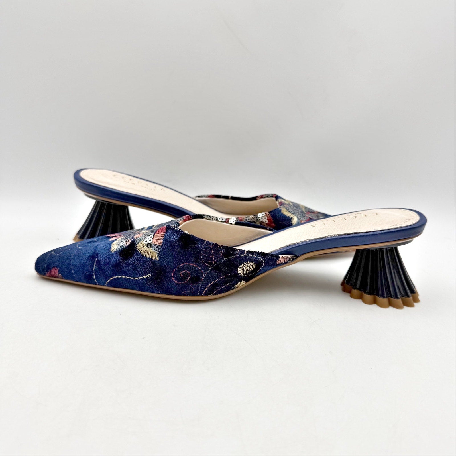 Cecelia New York Womens Melony Heeled Sandals US 6 Blue Sequins NWOB